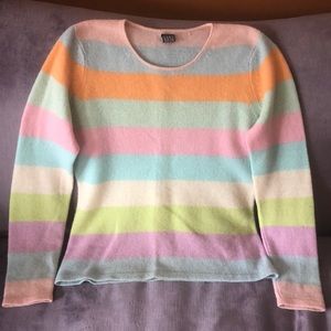 SAKS FIFTH AVENUE STRIPE CASHMERE SWEATER SZ S